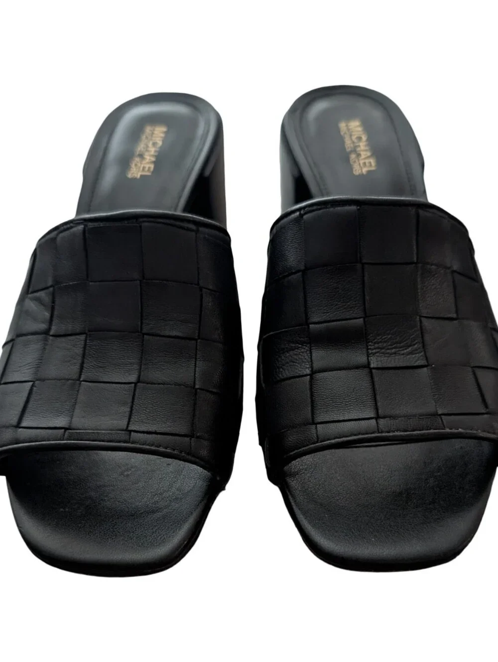 Michael Kors Ingrid Woven Leather Midheel Mule Sandals Size 6
